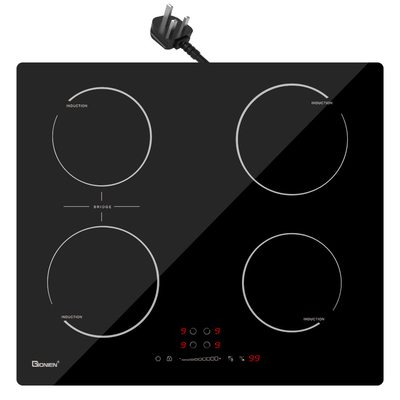 Plug-in Induction Hob 13 Amp 2800W 60cm Cozinha Elétrica Integrada com Zona de Ponte