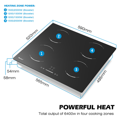 60cm 4 queimadores cozinha elétrica 4 zona centro de indução 6400W GIB464SC